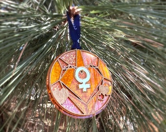 Venus Ornament | Herz Symbol Glasmalerei Anime Weihnachtsbaum Dekoration | Magisches Mädchen Moonie Geschenk