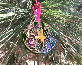 Jupiter Ornament | Grün Donner Pink Rose Symbol Glasmalerei Anime Weihnachtsbaum Dekoration | Magisches Mädchen Moonie Geschenk