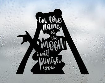 Sailor Moon Silhouette In the Name of the Moon Sticker | Vinyl Decal