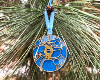 Merkur Ornament | Blau Wasser Symbol Glasmalerei Anime Weihnachtsbaum Dekoration | Magisches Mädchen Moonie Geschenk