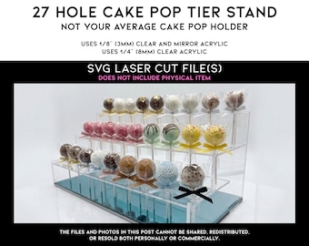 27-Loch-gestufter Cake-Pop-Stand SVG | Laser Cut Acryl Anzeigen Datei | Austauschbare Base | Digitaler Download