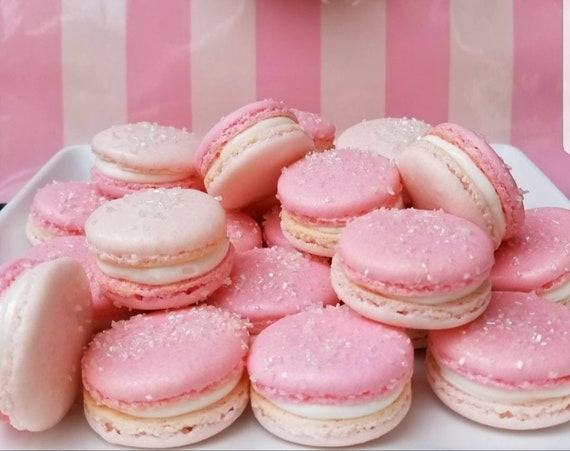 Pink Princess Glitter Gourmet French Macarons Baby Shower 34 Etsy