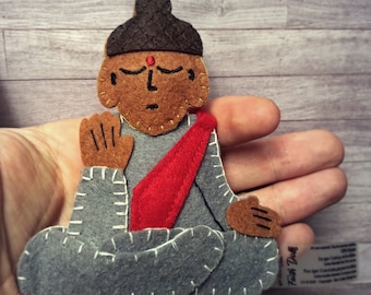 Buddha Doll, Buddha Ornament, Mindfulness Gifts, Buddha Gift, Car Charm Boho,  Meditation Gift, Rear View Mirror Charm, Christmas Ornament