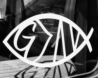 Jesus Fish - God is Greater than the Highs and Lows car decal