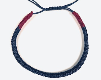 Tibetan Knot Bracelet (Navy Blue) - Courage, Lucky Bracelet, Hand Knot Bracelets, Buddhist Bracelet, Lucky Bracelet, Meditation Gifts