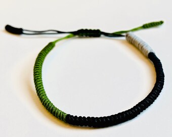 SELF CONFIDENCE & BALANCE Black and Green Bracelet- Tibetan Bracelet, Mindfulness, Mantra, Mediation, Buddhist Bracelet