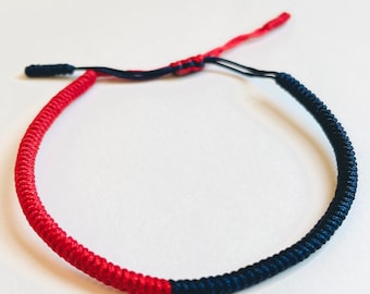 LETTING GO Red and Blue Bracelet- Tibetan bracelet, Lucky Bracelet, Chakra Bracelet, Meditation Bracelet, Mantra, Mindfulness