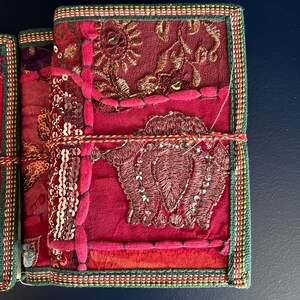 Saree Fabric Journals, Manifestation Journal, Chakra, Ganesh, East Indian Style Notebook, India gypsy, レッド