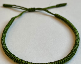 GOOD FORTUNE Green Tibetan Bracelet- Prosperity, balance, Nature Lucky Bracelet, Chakra and Meditation