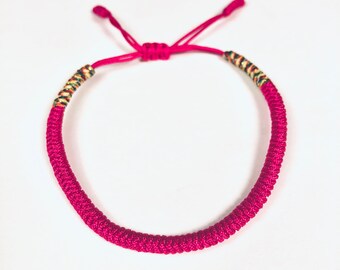 Tibetan Knot Bracelet (Pink) - Love, Buddha Bracelet, Lucky Bracelet, Meditation Gifts, Tibetan Bracelet, Hand Made Knot Bracelets