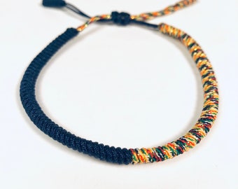 Tibetan Bracelet (Navy Blue / Glitter) - Balance, Tibetan Knot Bracelet, Buddhist Bracelet, Lucky Bracelet, Meditation Bracelets