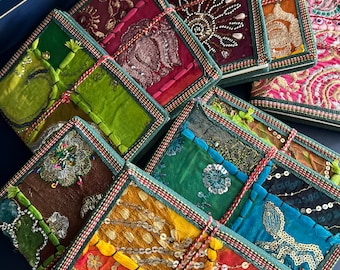 Saree  Fabric Journals, Manifestation Journal, Chakra, Ganesh, East Indian Style Notebook, India gypsy,