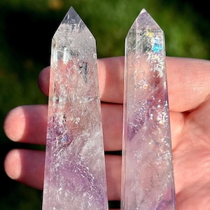 Phantom Amethyst Towers with Rainbows, Polished Crystal Point *YOU PICK* - Mineral Specimen - Gifts for Nature Lovers - Crystal Home Decor