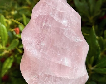 Shimmery Polished Rose Quartz Crystal Free Form with Rainbow Inclusions / Crystal Home Decor / Gifts for Nature Lovers