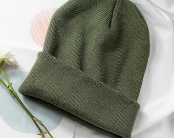 Khaki Green Beanie Hat