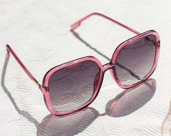 Transparent Purple Elegant Rounded Square Sunglasses