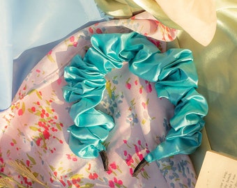 Turquoise Ruched Satin Headband