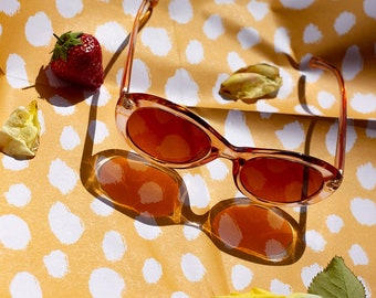 Transparent Beige Chunky Mini Oval Sunglasses
