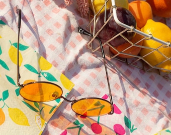 Orange Tint Round Frame Sunglasses