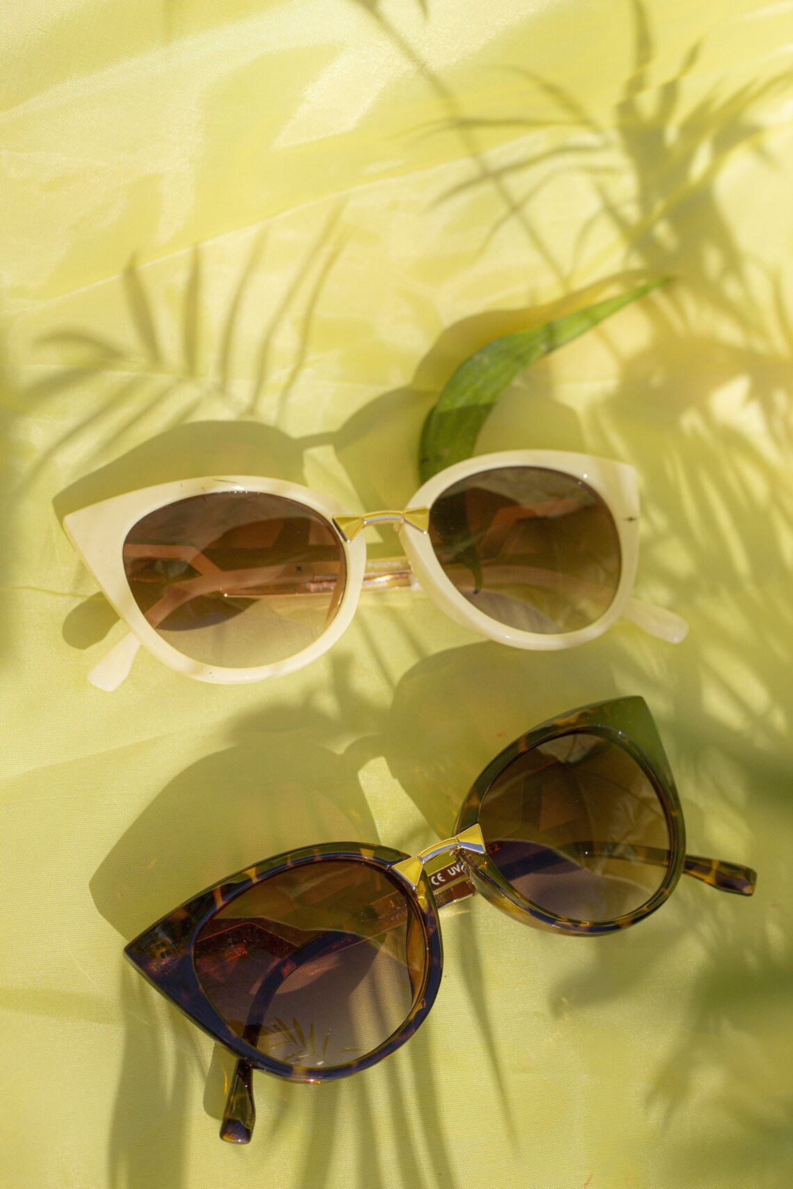 Cat Eye Sunglasses With Gold Bar Detail Etsy