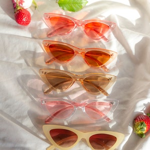 Transparent Beige Weighted Cat Eye Sunglasses image 6