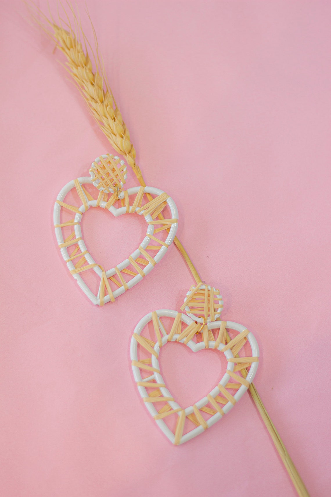 wicker heart earrings