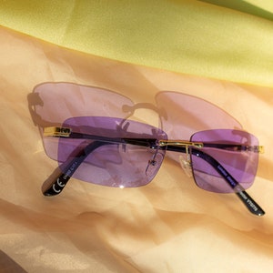 Lilac Rimless Rectangle Tint Sunglasses