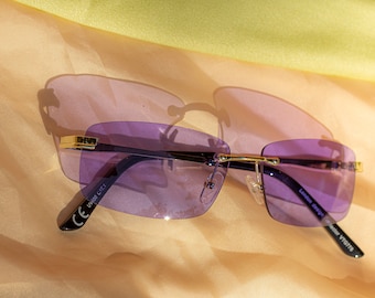 Lilac Rimless Rectangle Tint Sunglasses