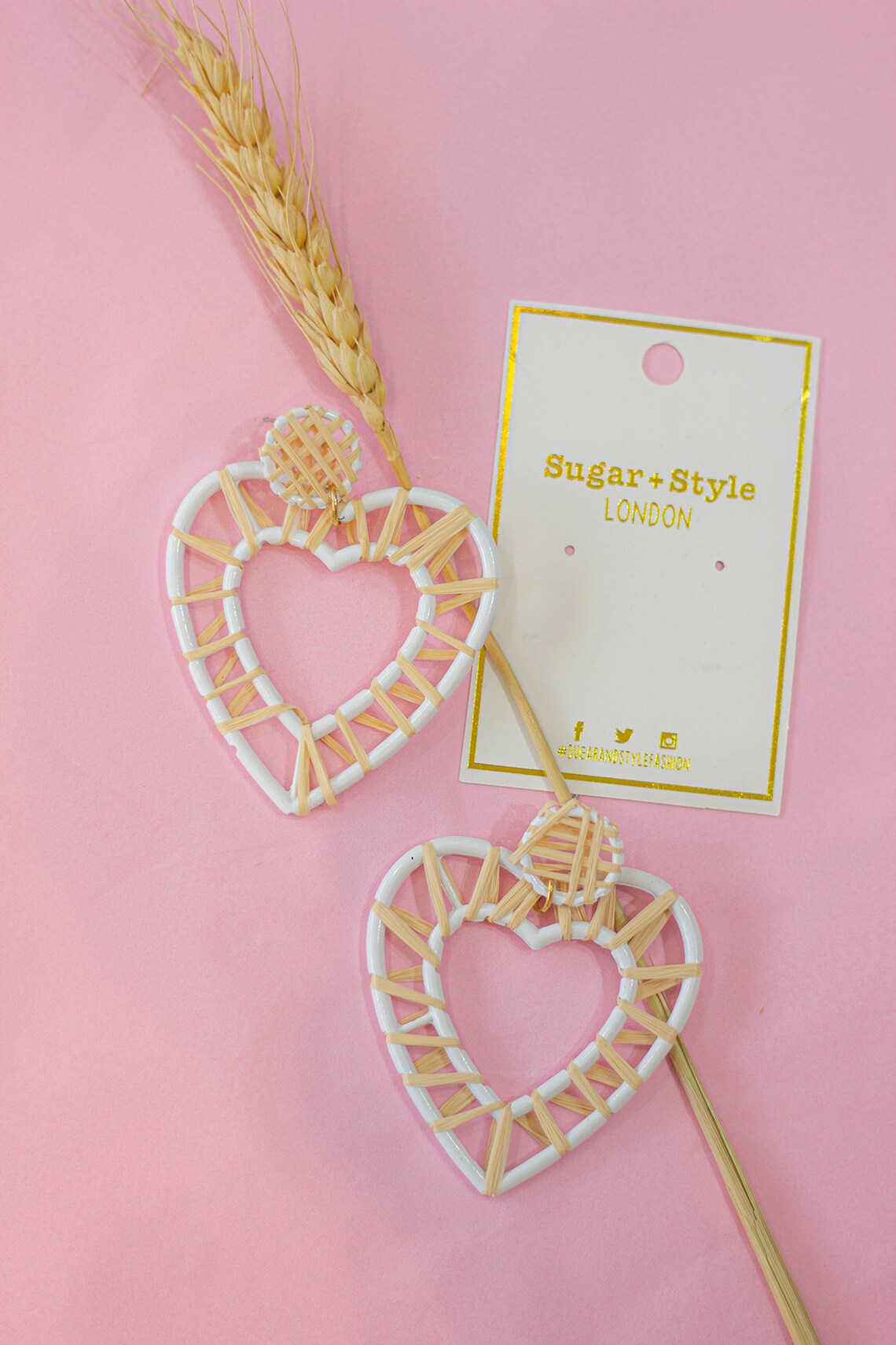 wicker heart earrings
