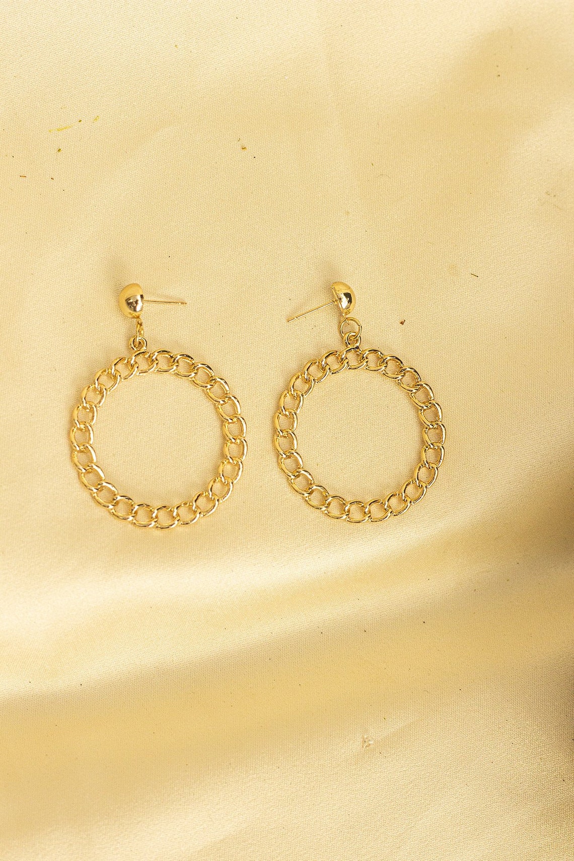 Gold Chain Hoop Earrings Etsy