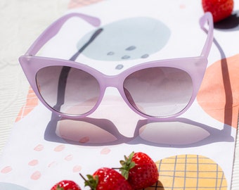 Matte Lilac Oval Cat Eye Top Frame Sunglasses