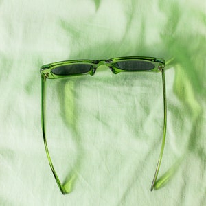 Transparent Green Rounded Rectangle 90s Look Sunglasses image 10