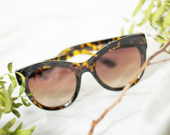 Tortoise Shell Rounded Top Cat Eye Dish Sunglasses