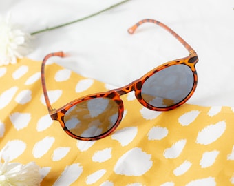 Matte Tortoise Shell Classic Round Sunglasses