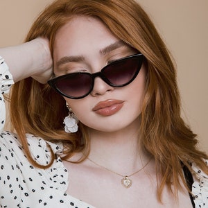 Black Half Moon Cat Eye Sunglasses