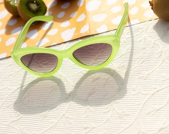 Lime Green Chunky Mini Cat Eye Sunglasses