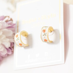 Tulip Detailed Mini Hoop Earrings image 3