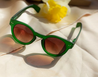 Matte Green Chunky Round Sunglasses