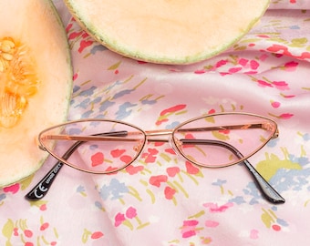 Baby Pink Super Narrow Cat Eye Tear Drop Sunglasses