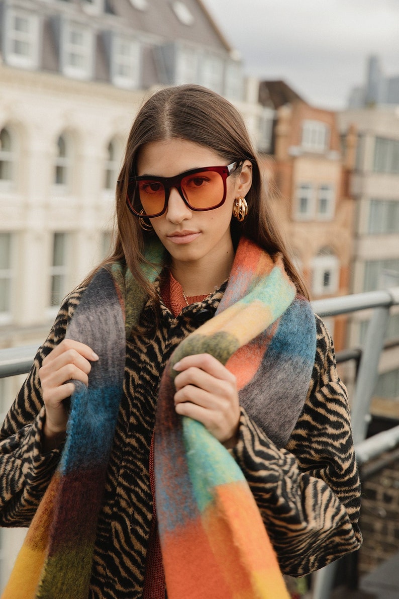 Vivid Rainbow Warm Wrap Scarf, £25, Etsy