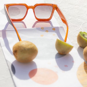 Orange Black Square Narrow Block Sunglasses image 3