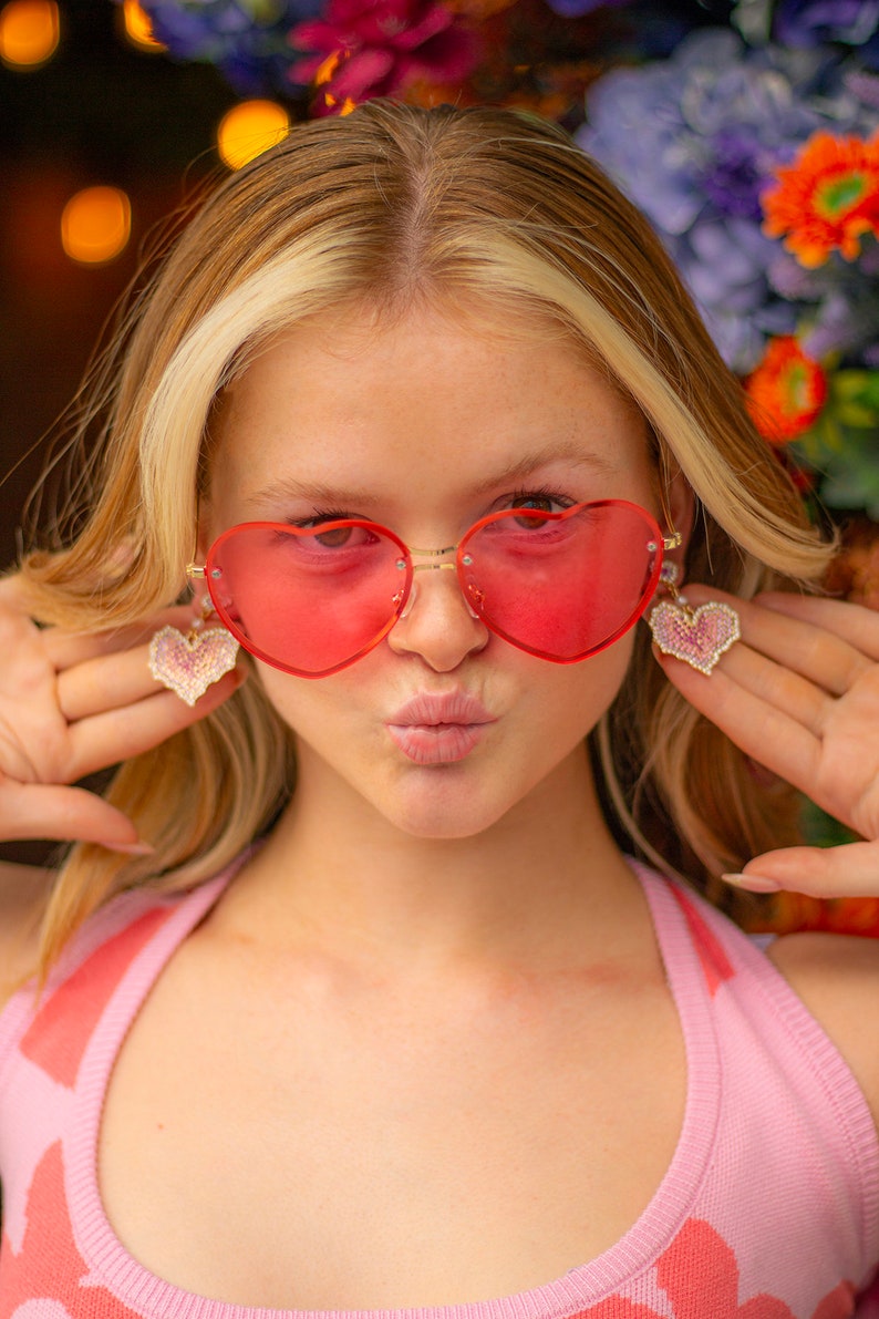 Pink Diamante Heart Dangle Earrings image 4