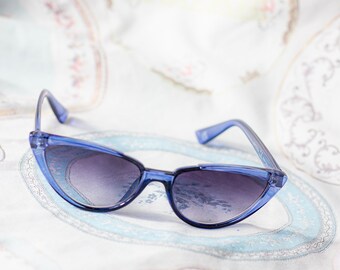 Transparent Blue Half Moon Cat Eye Sunglasses