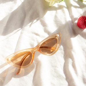 Transparent Beige Weighted Cat Eye Sunglasses image 1