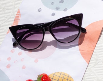 Black Oval Cat Eye Top Frame Sunglasses