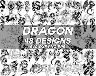 dragon svg, tribal dragon svg, dragon silhouette, clipart, cartoon dragon, cute dragon, decal, stencil, vinyl, eps, dxf, png, cut file