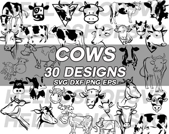 cow svg, ox svg, cattle svg, cute cow, cartoon cow, bull svg, farm animal svg, clipart, decal, stencil, cut file, vinyl, silhouette