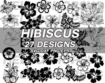 hibiscus svg, hibiscus clipart, silhouette, stencil, flower svg, floral svg, garden svg, cut file, iron on, eps, dxf, png, cricut file