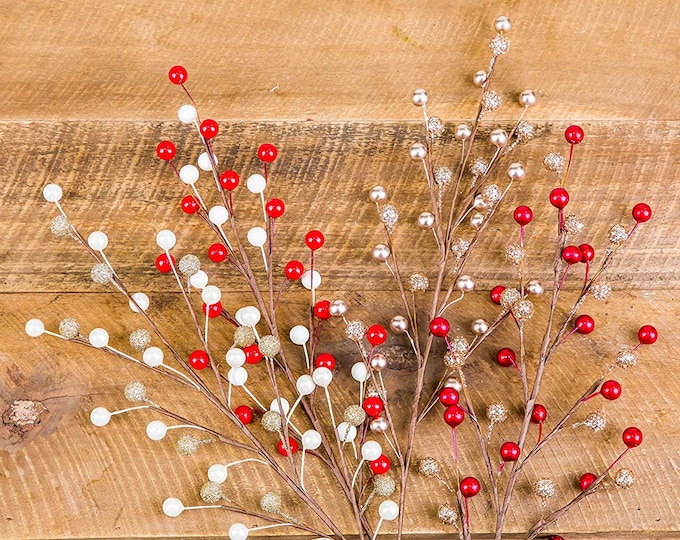Artificial Berry Sprays For Christmas Decor | Available in 5 colors (Pack of 12 Branches)