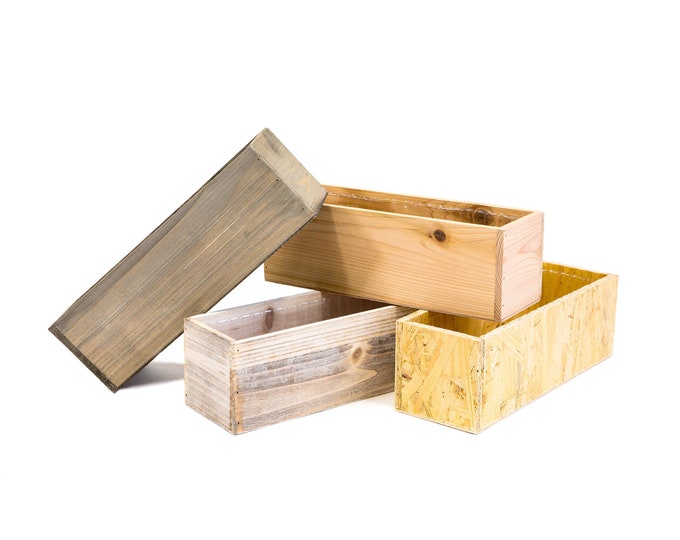 12" x 4" Wooden Planter Box w/Plastic Liner l Garden Decor l Restaurant, Office, Wedding Decorations, (Rectangular)